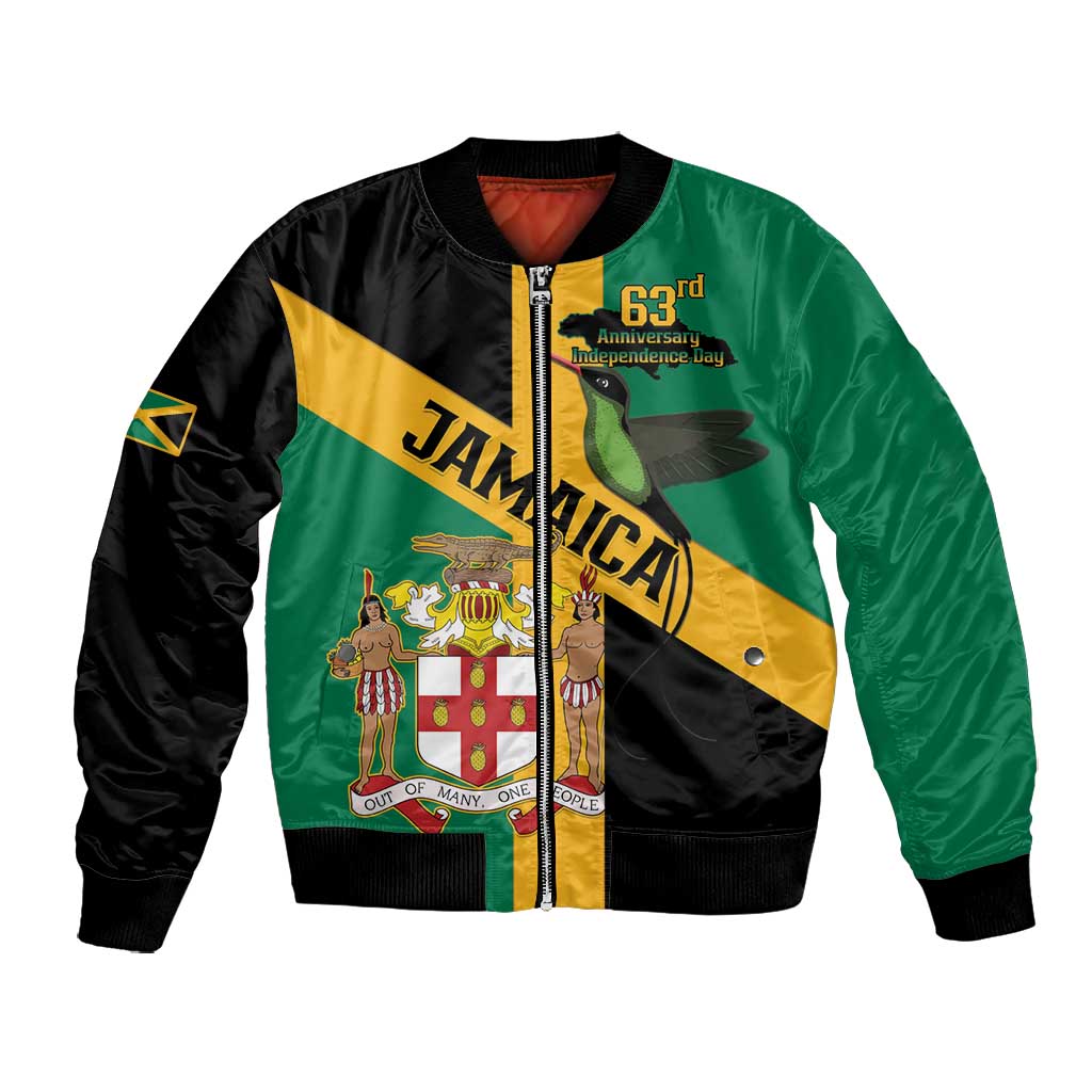 Happy Jumieka Independence Day Bomber Jacket Coat Of Arms Flag Style