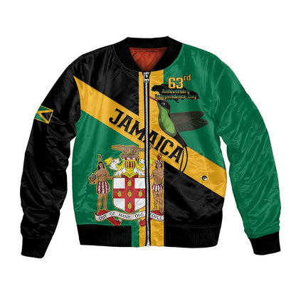 Happy Jumieka Independence Day Bomber Jacket Coat Of Arms Flag Style