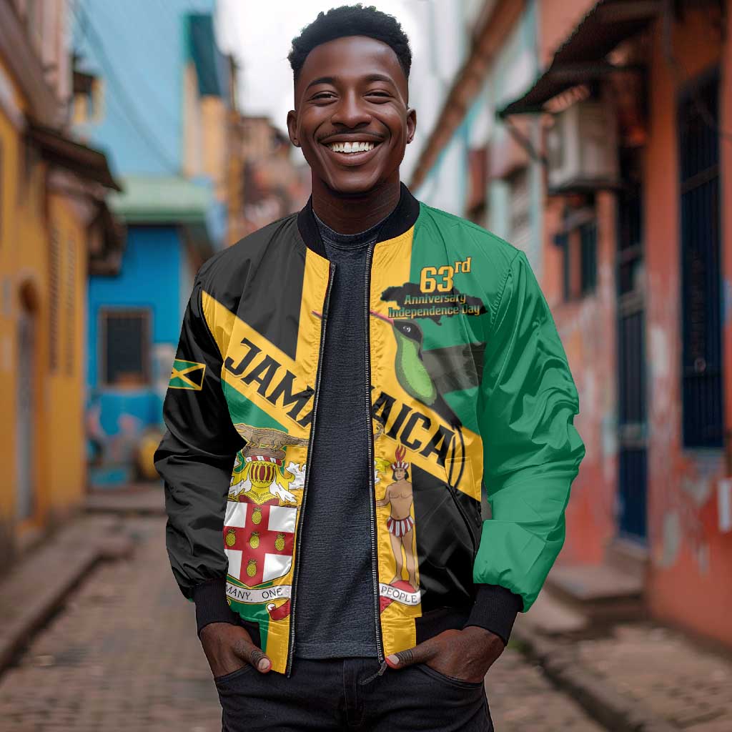 Happy Jumieka Independence Day Bomber Jacket Coat Of Arms Flag Style