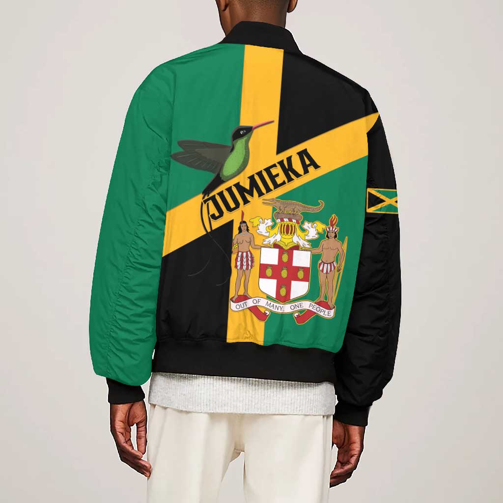 Happy Jumieka Independence Day Bomber Jacket Coat Of Arms Flag Style