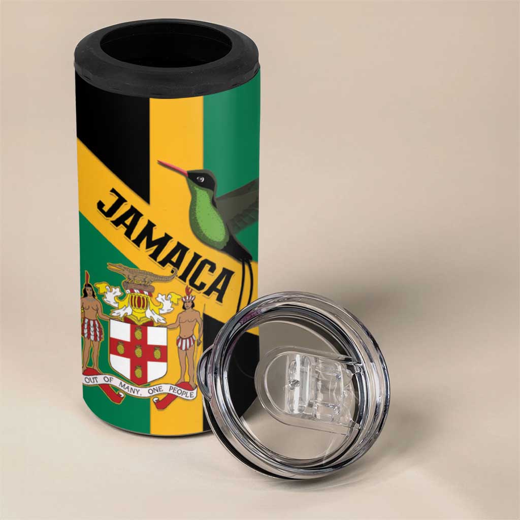 Happy Jumieka Independence Day 4 in 1 Can Cooler Tumbler Coat Of Arms Flag Style
