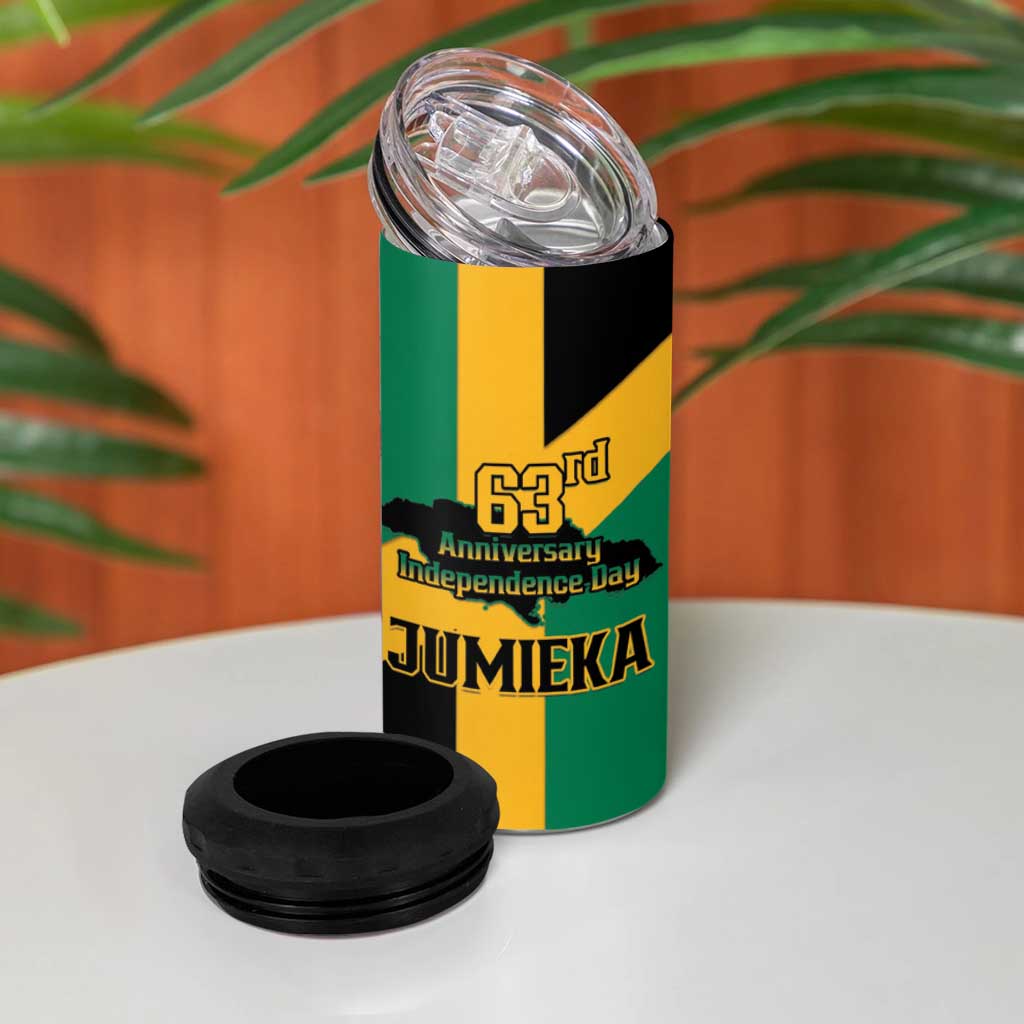 Happy Jumieka Independence Day 4 in 1 Can Cooler Tumbler Coat Of Arms Flag Style