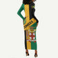 Happy Jumieka Independence Day Long Sleeve Bodycon Dress Coat Of Arms Flag Style