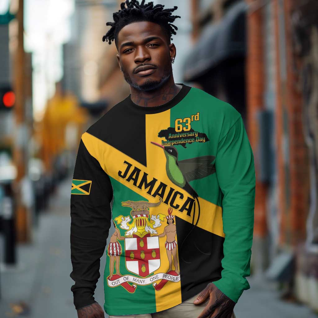 Happy Jumieka Independence Day Long Sleeve Shirt Coat Of Arms Flag Style