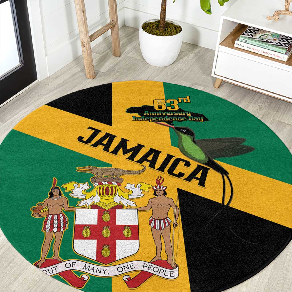 Happy Jumieka Independence Day Round Carpet Coat Of Arms Flag Style