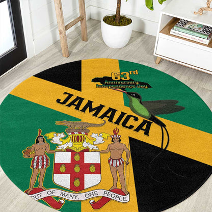 Happy Jumieka Independence Day Round Carpet Coat Of Arms Flag Style