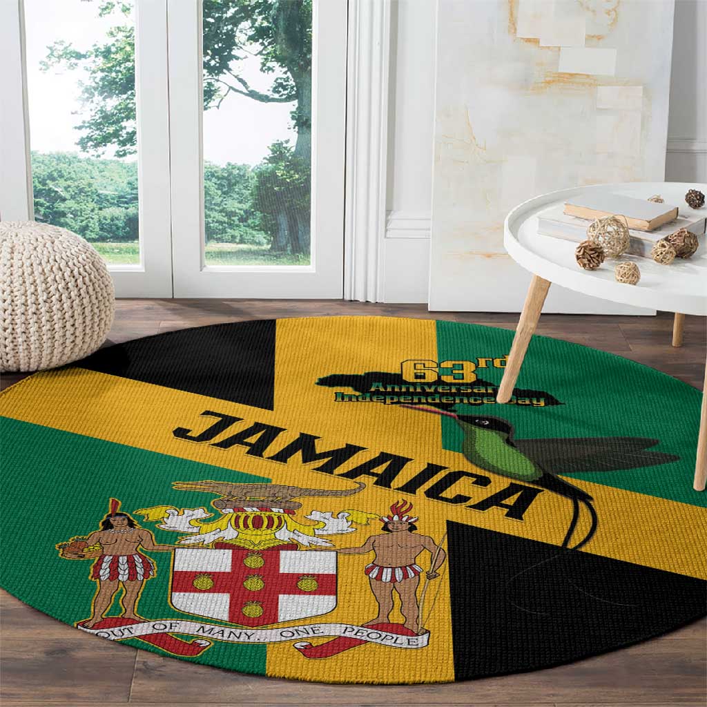 Happy Jumieka Independence Day Round Carpet Coat Of Arms Flag Style
