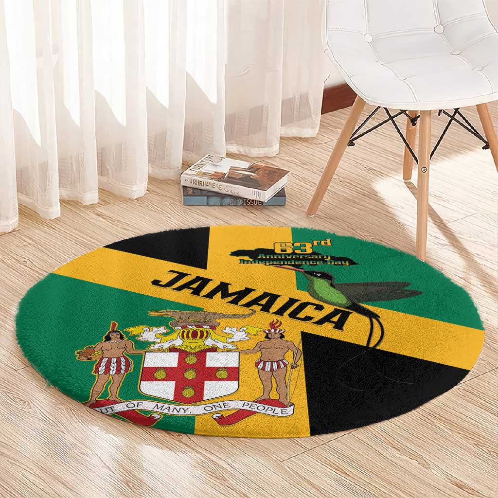 Happy Jumieka Independence Day Round Carpet Coat Of Arms Flag Style