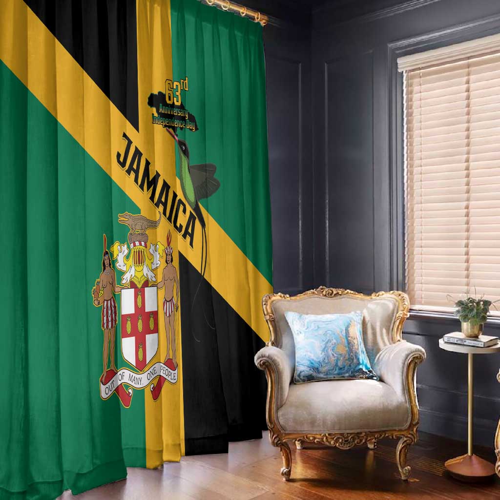 Happy Jumieka Independence Day Window Curtain Coat Of Arms Flag Style