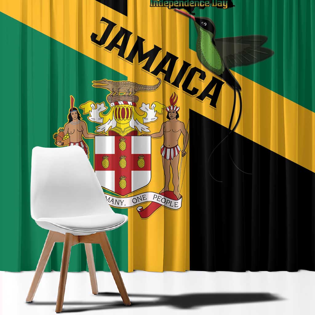 Happy Jumieka Independence Day Window Curtain Coat Of Arms Flag Style