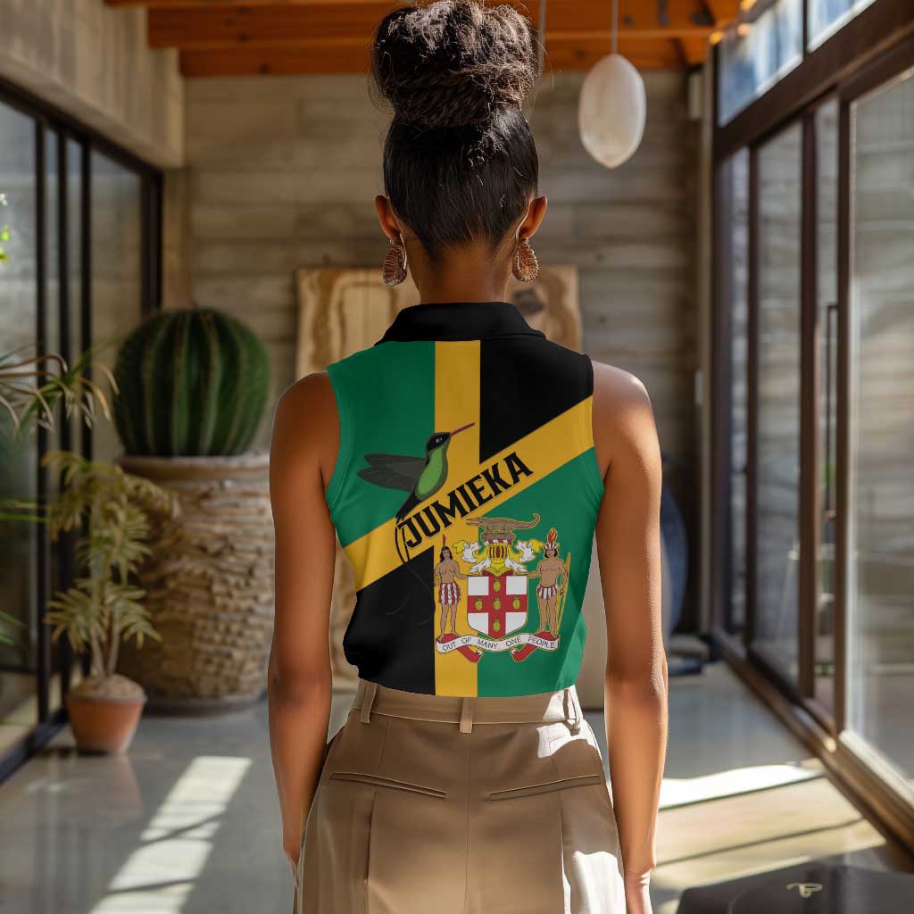 Happy Jumieka Independence Day Women Sleeveless Polo Shirt Coat Of Arms Flag Style