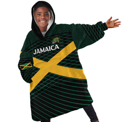 Jamaica Rugby Custom Kid Wearable Blanket Hoodie Go Champions
