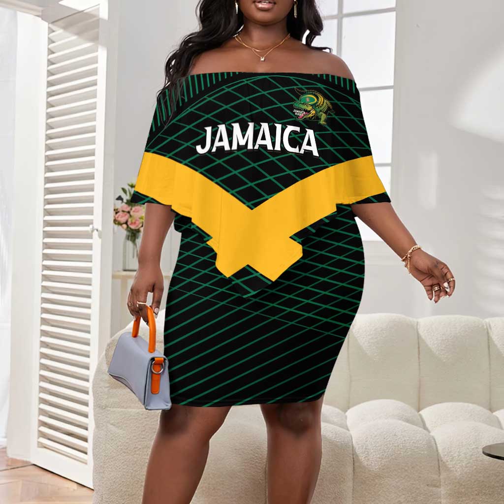 Jamaica Rugby Custom Off Shoulder Short Dress Go Champions