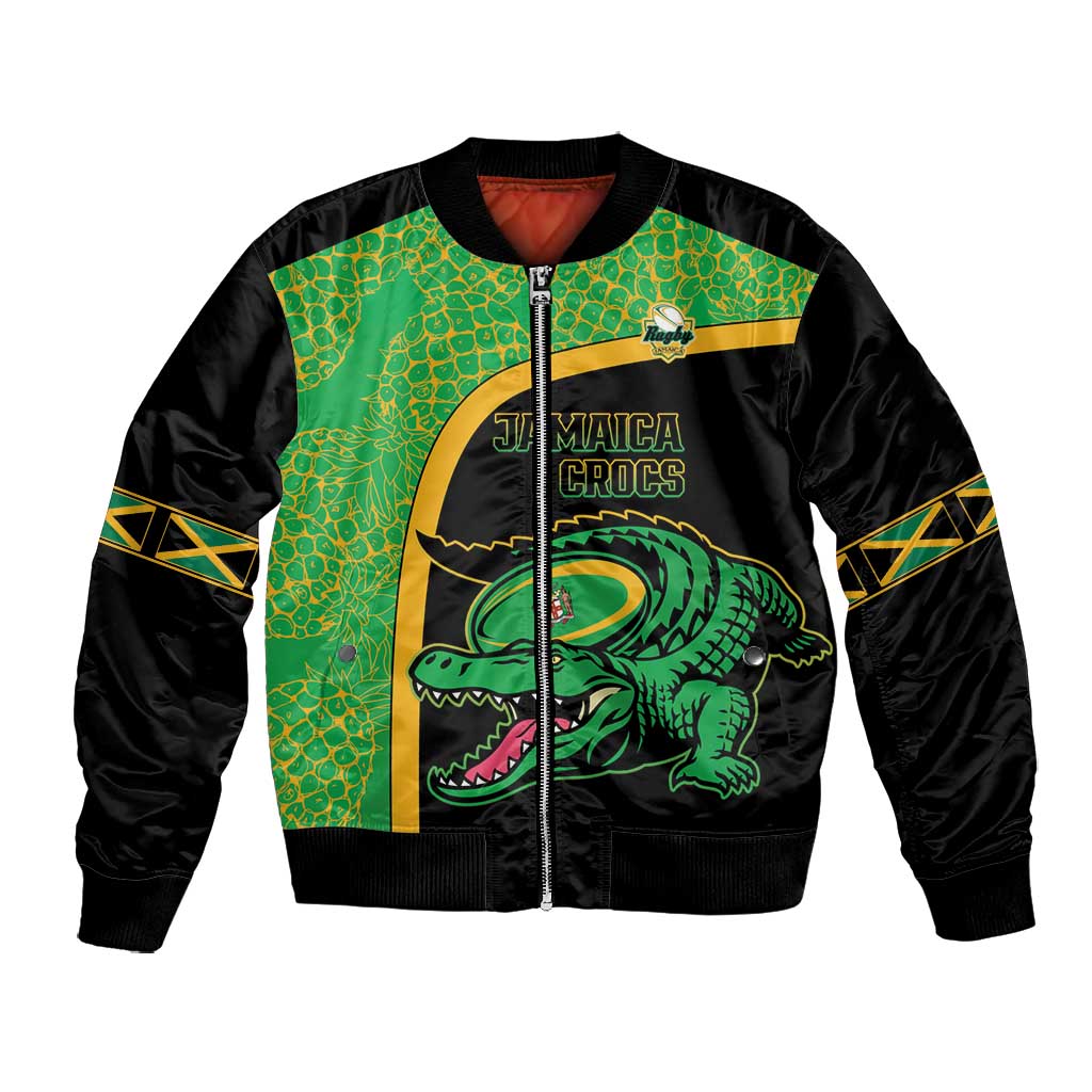 Jamaica Rugby Custom Bomber Jacket Go Champions - Pineapple Pattern