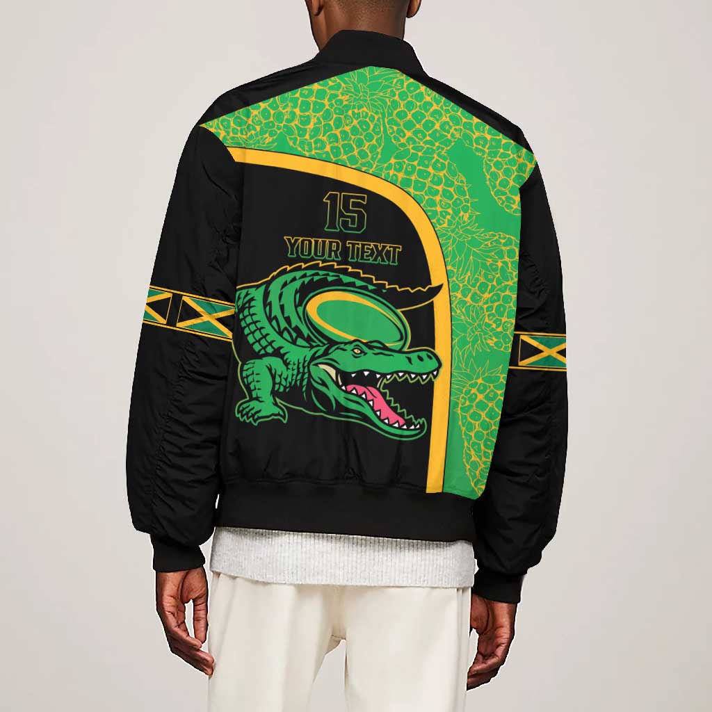 Jamaica Rugby Custom Bomber Jacket Go Champions - Pineapple Pattern