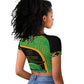 Jamaica Rugby Custom Raglan Cropped T shirt Go Champions - Pineapple Pattern