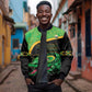 Jamaica Rugby Custom Sleeve Zip Bomber Jacket Go Champions - Pineapple Pattern