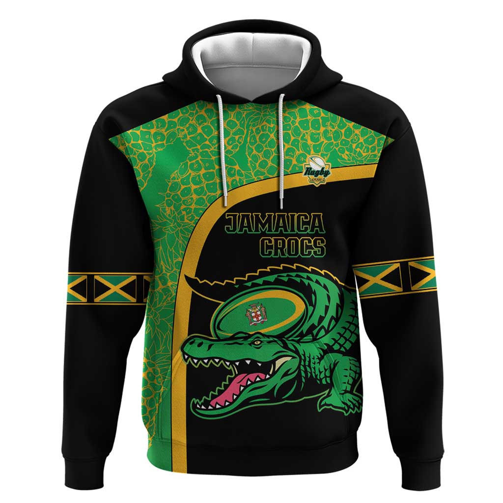Jamaica Rugby Custom Zip Hoodie Go Champions - Pineapple Pattern