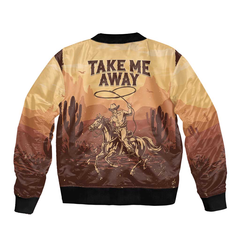 Black Cowboy Take Me Away Bomber Jacket