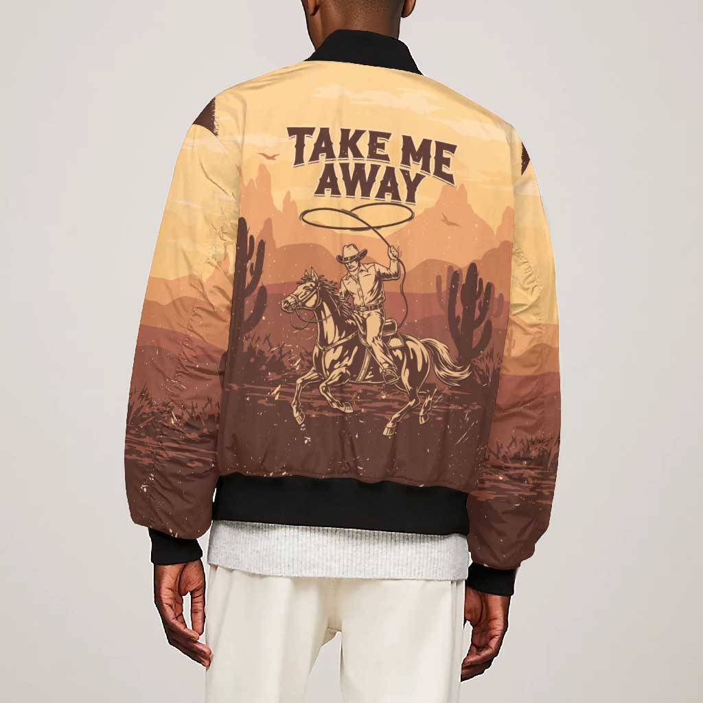 Black Cowboy Take Me Away Bomber Jacket