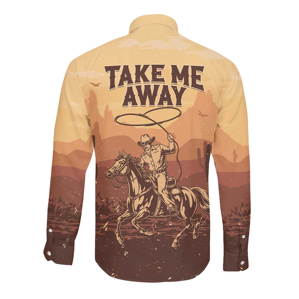 Black Cowboy Take Me Away Long Sleeve Button Shirt