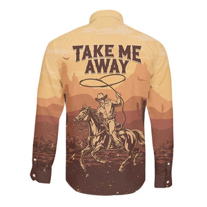 Black Cowboy Take Me Away Long Sleeve Button Shirt