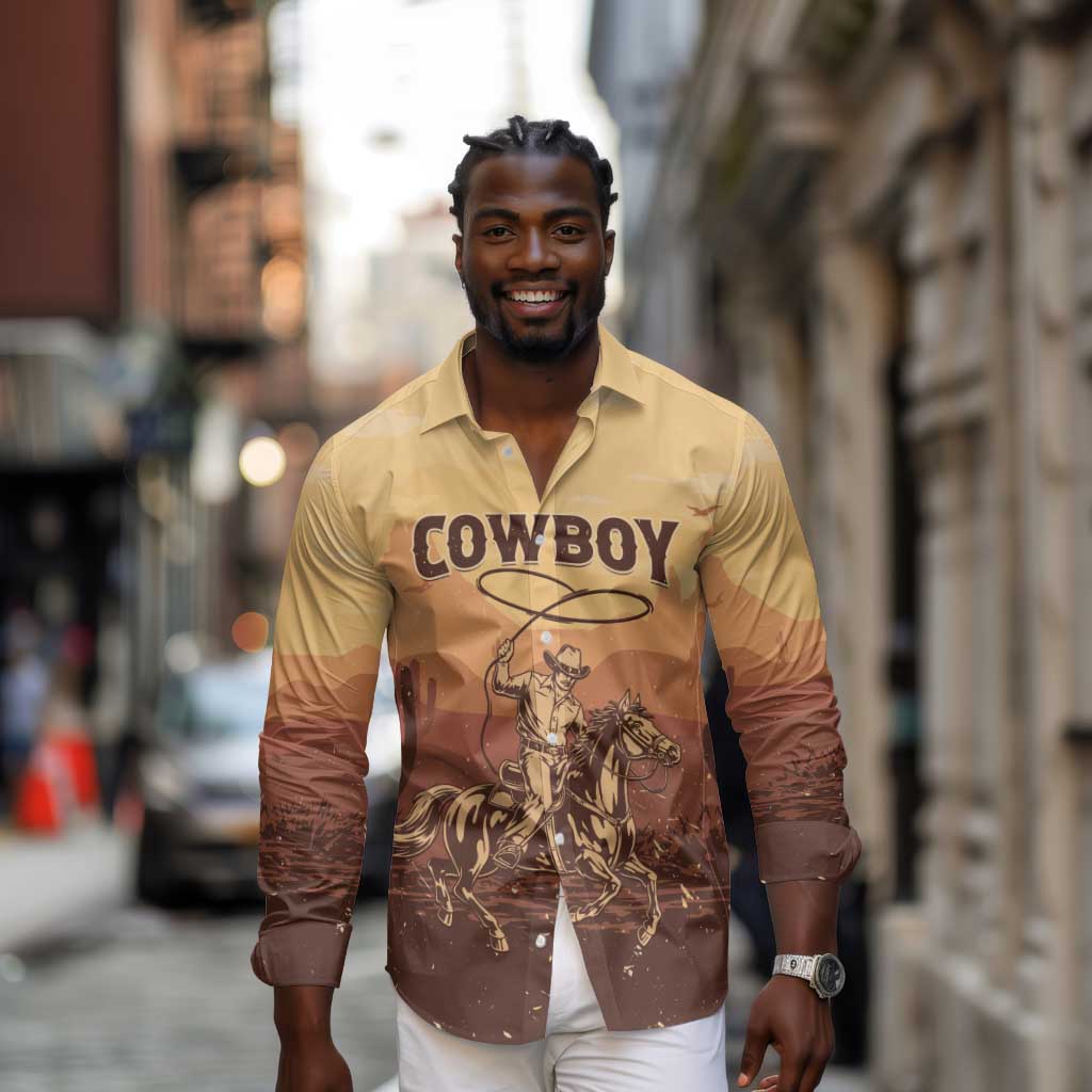 Black Cowboy Take Me Away Long Sleeve Button Shirt
