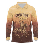 Black Cowboy Take Me Away Long Sleeve Polo Shirt