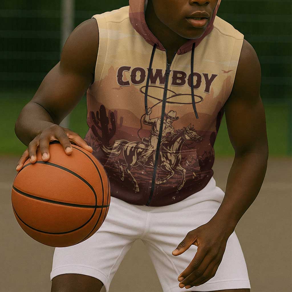 Black Cowboy Take Me Away Sleeveless Zip Hoodie - African Pride