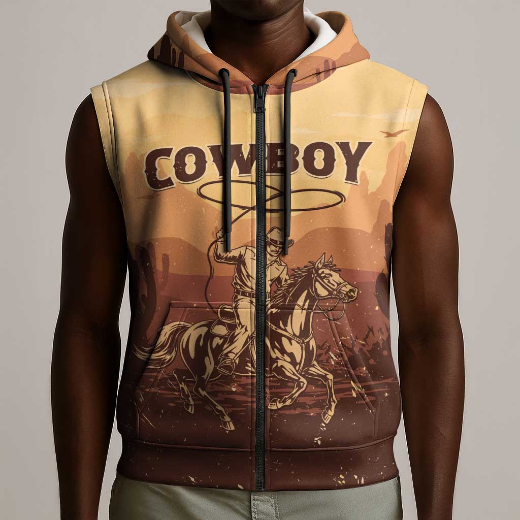 Black Cowboy Take Me Away Sleeveless Zip Hoodie - African Pride