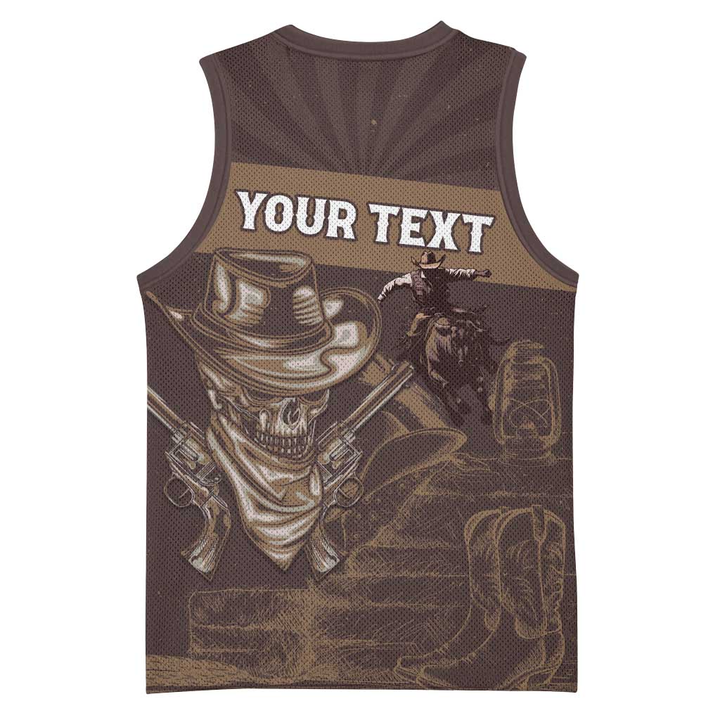 Personalised Skull Cowboy Basketball Jersey Wild West Reborn LT15