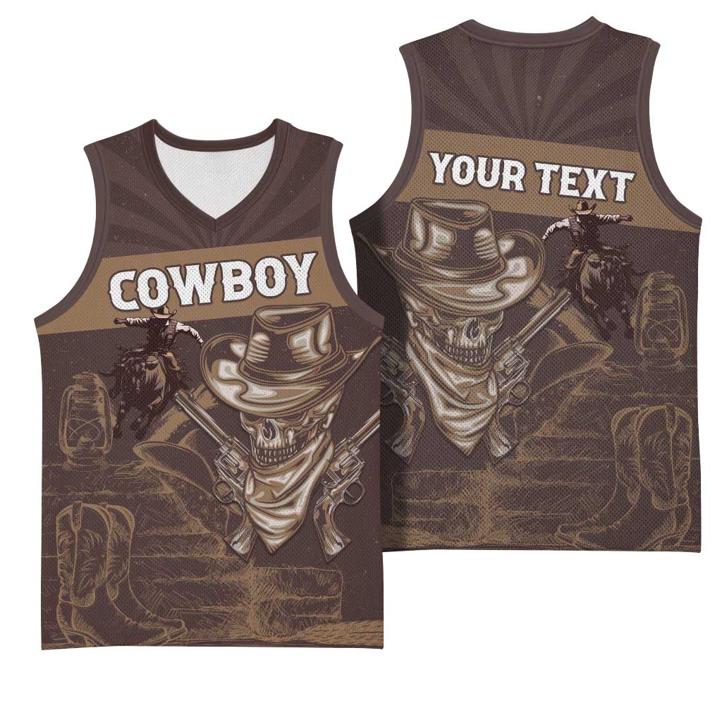 Personalised Skull Cowboy Basketball Jersey Wild West Reborn LT15