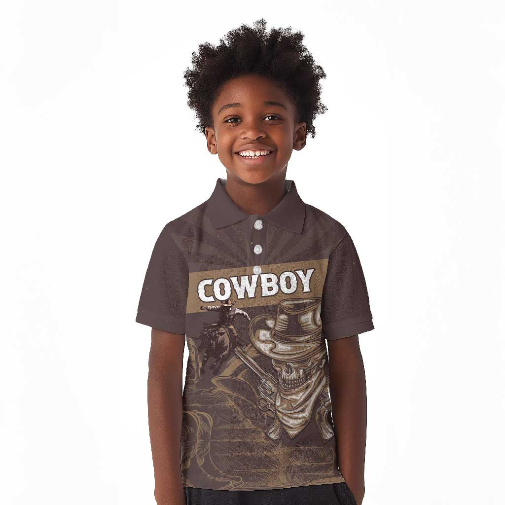 Personalised Skull Cowboy Kid Polo Shirt Wild West Reborn