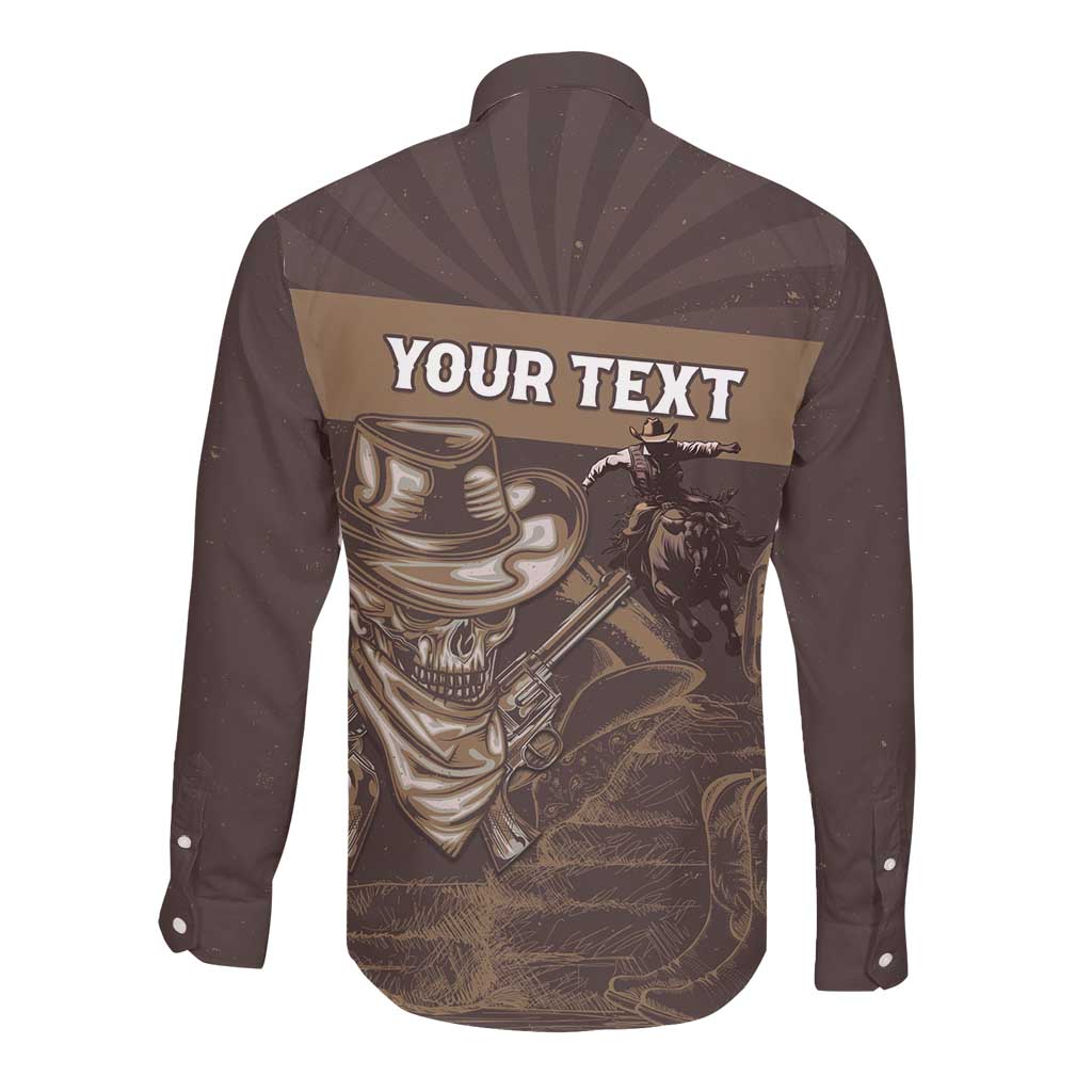 Personalised Skull Cowboy Long Sleeve Button Shirt Wild West Reborn