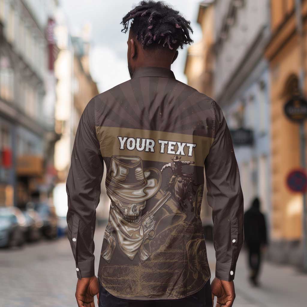 Personalised Skull Cowboy Long Sleeve Button Shirt Wild West Reborn