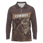Personalised Skull Cowboy Long Sleeve Polo Shirt Wild West Reborn