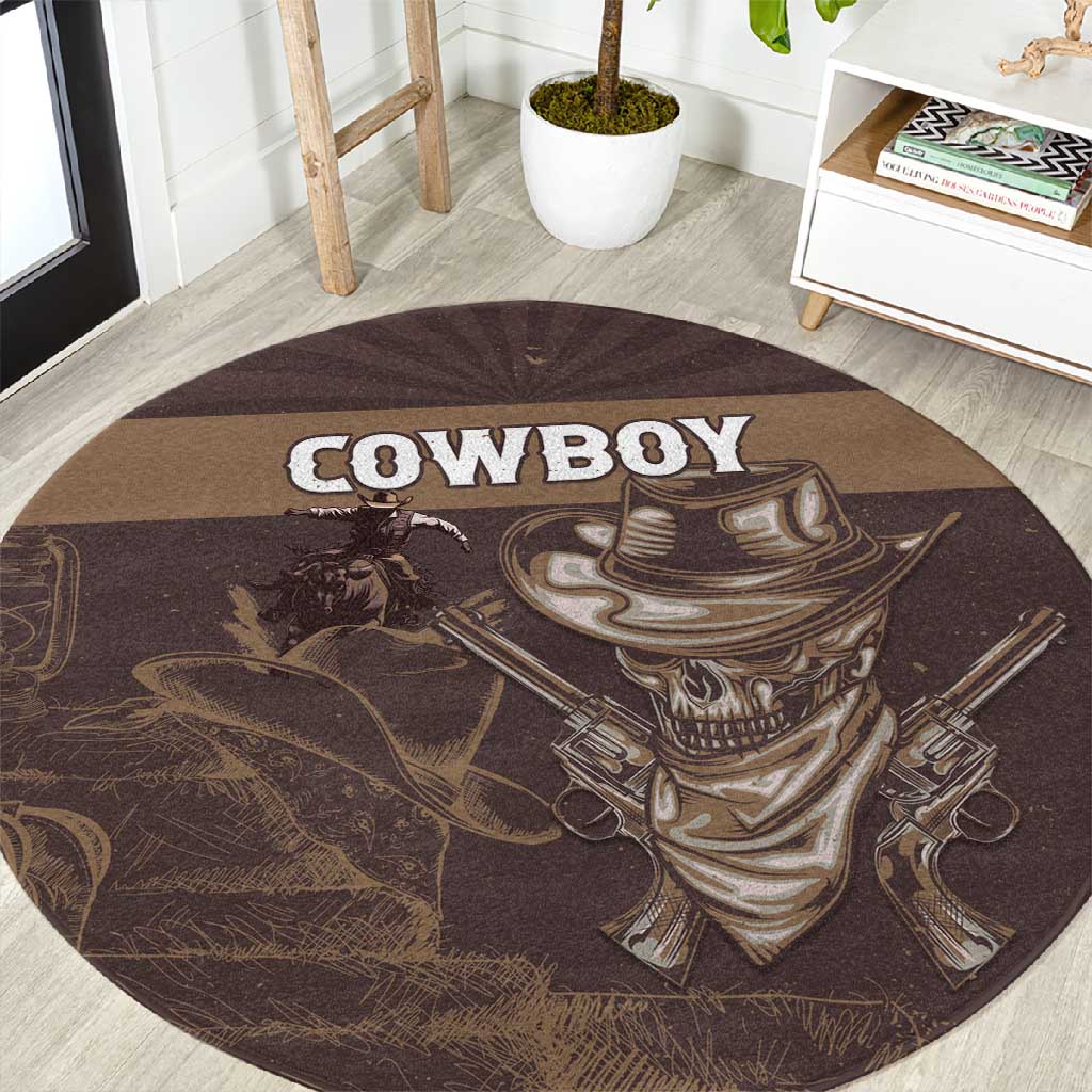Skull Cowboy Round Carpet Wild West Reborn
