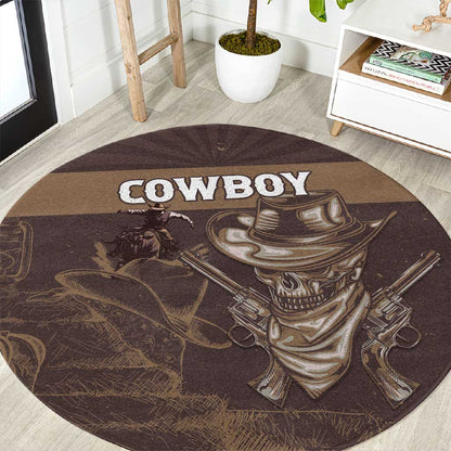 Skull Cowboy Round Carpet Wild West Reborn
