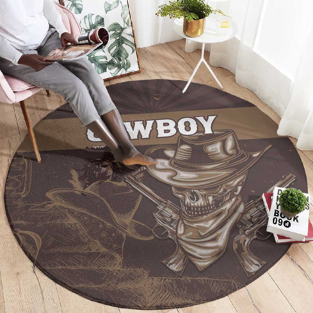 Skull Cowboy Round Carpet Wild West Reborn