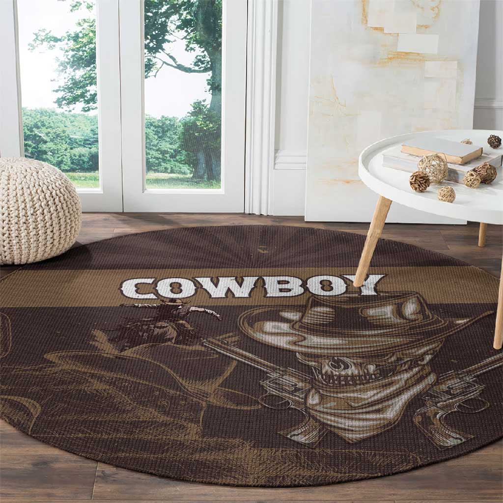 Skull Cowboy Round Carpet Wild West Reborn