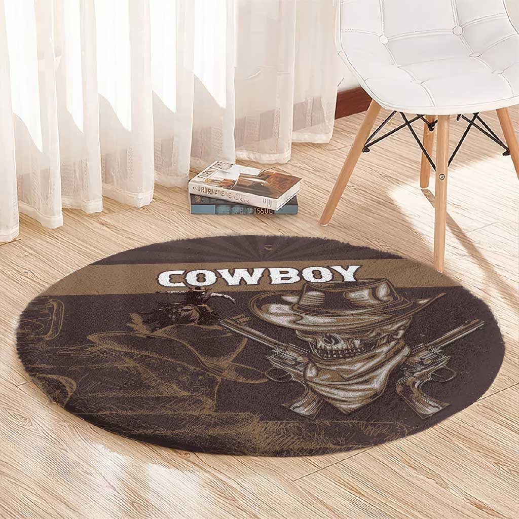Skull Cowboy Round Carpet Wild West Reborn