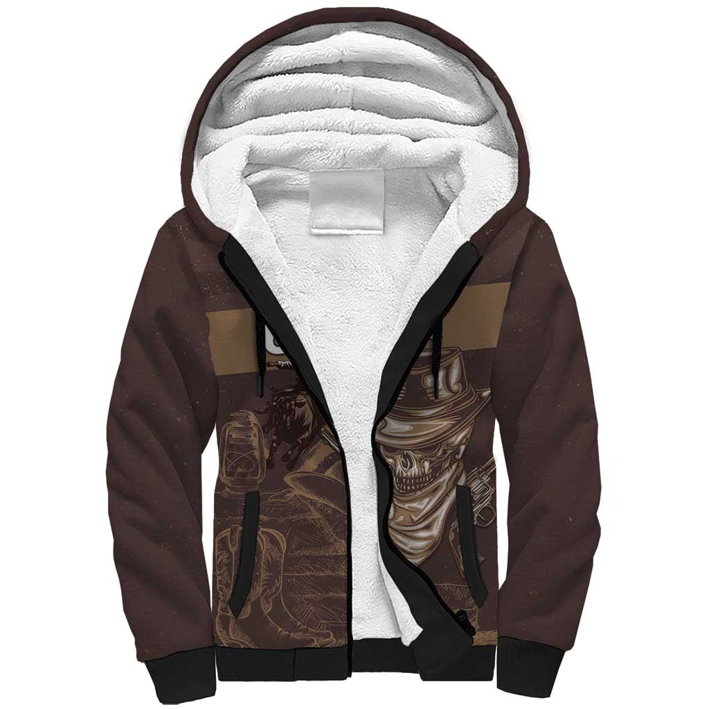Personalised Skull Cowboy Sherpa Hoodie Wild West Reborn