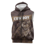 Personalised Skull Cowboy Sleeveless Zip Hoodie Wild West Reborn - African Pride