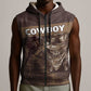 Personalised Skull Cowboy Sleeveless Zip Hoodie Wild West Reborn - African Pride