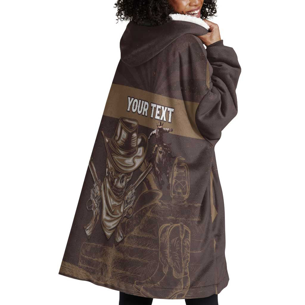 Personalised Skull Cowboy Wearable Blanket Hoodie Wild West Reborn