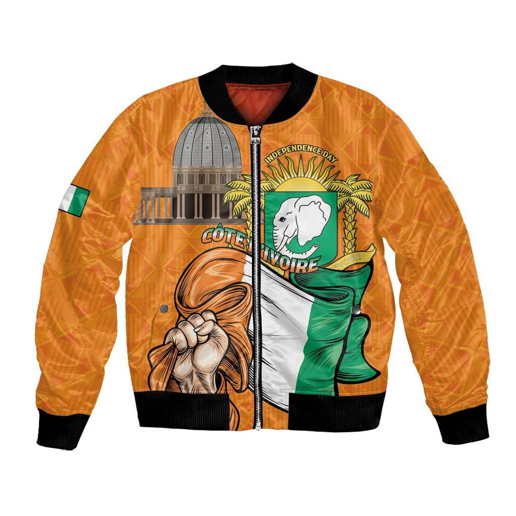 Personalised Happy Cote dIvoire Bomber Jacket 65th of Independence Day