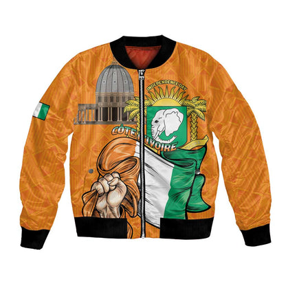 Personalised Happy Cote dIvoire Bomber Jacket 65th of Independence Day