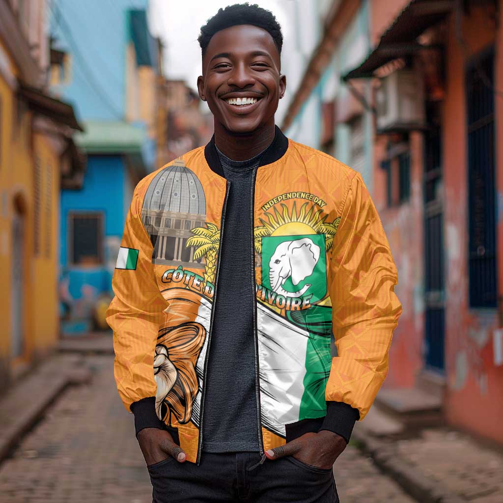 Personalised Happy Cote dIvoire Bomber Jacket 65th of Independence Day
