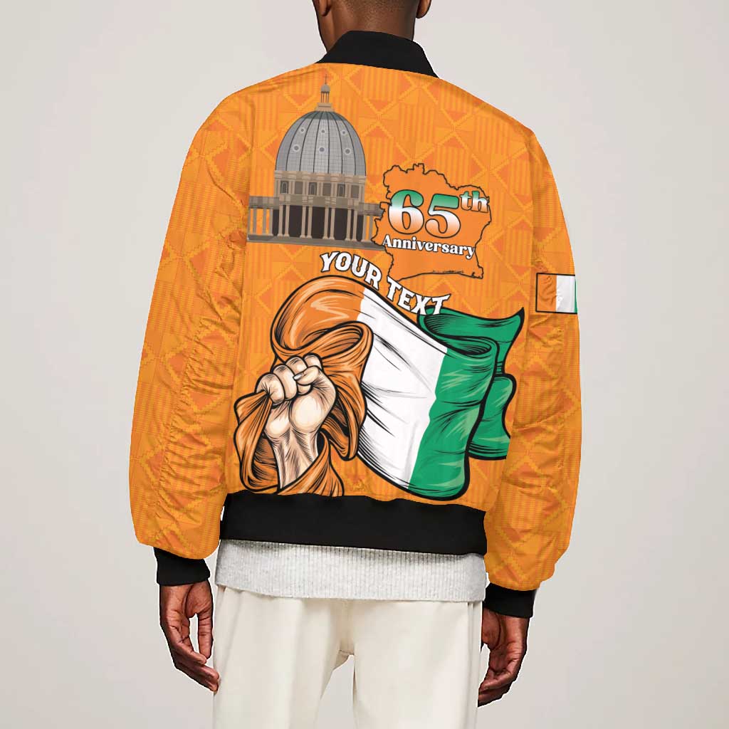 Personalised Happy Cote dIvoire Bomber Jacket 65th of Independence Day