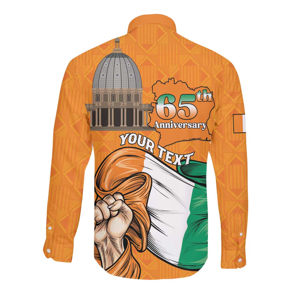 Personalised Happy Cote dIvoire Long Sleeve Button Shirt 65th of Independence Day